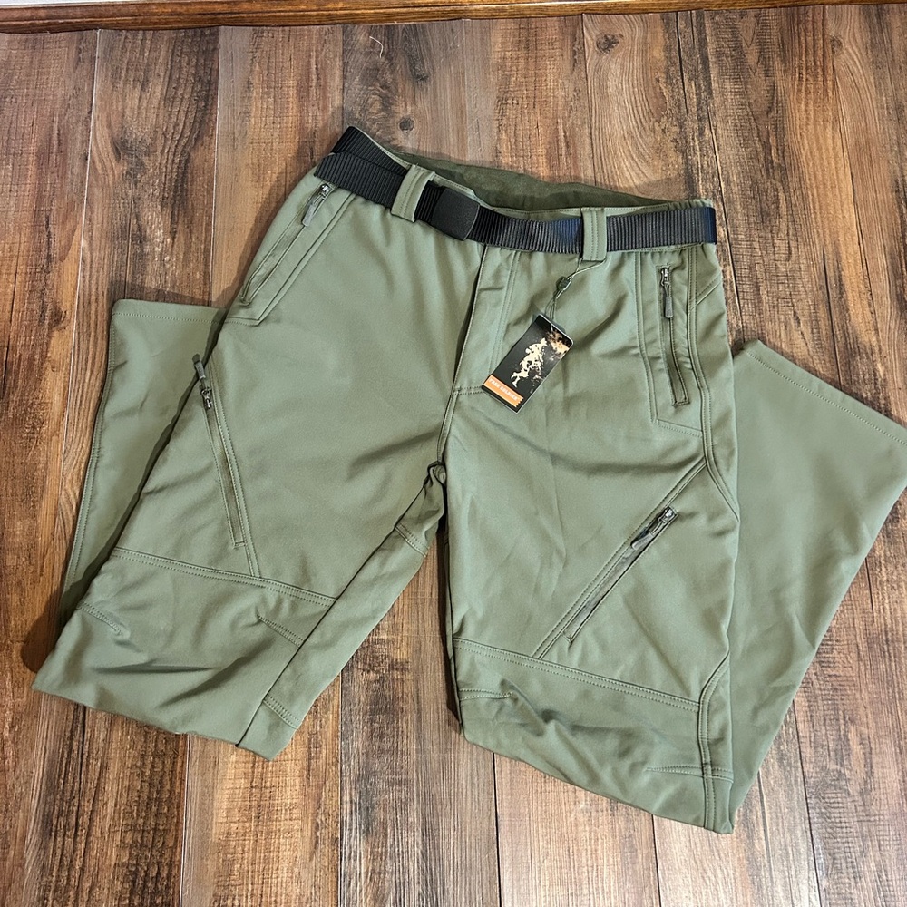 NWT Free Soldier Hurricane Green Men's Fleece Lined outdoor Pants sz 36